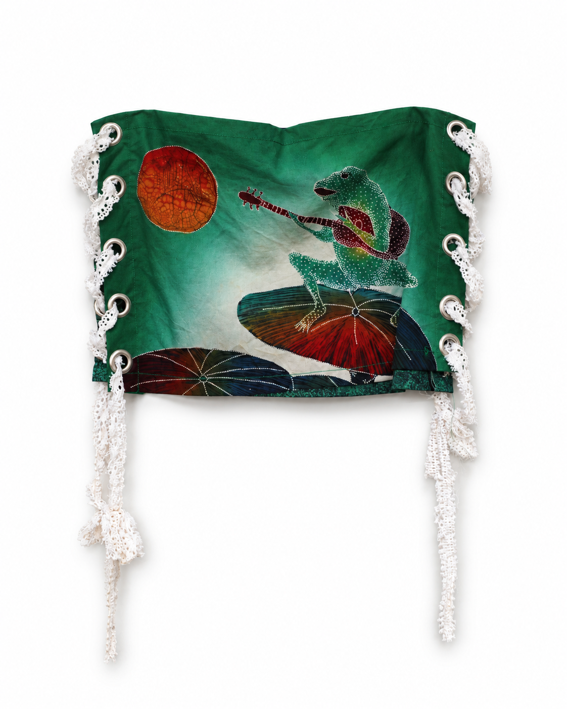 The Frog Song Mini - front view with guitar-playing frog and red sun artwork