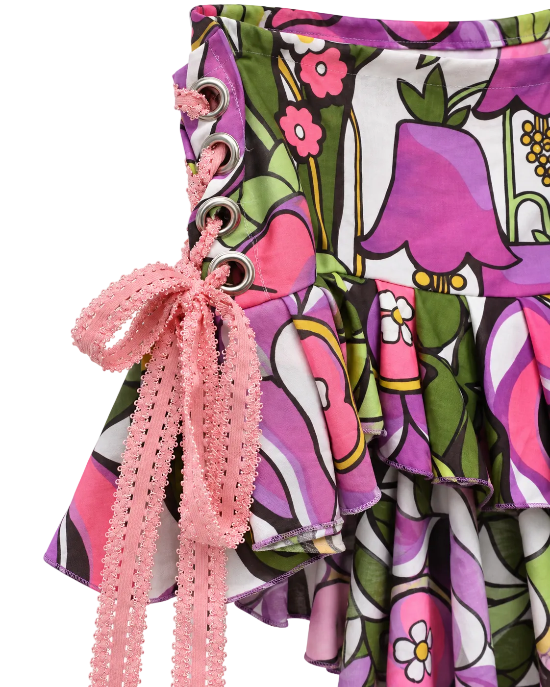 Flower Power Skirt - close up of lace-up grommet detail