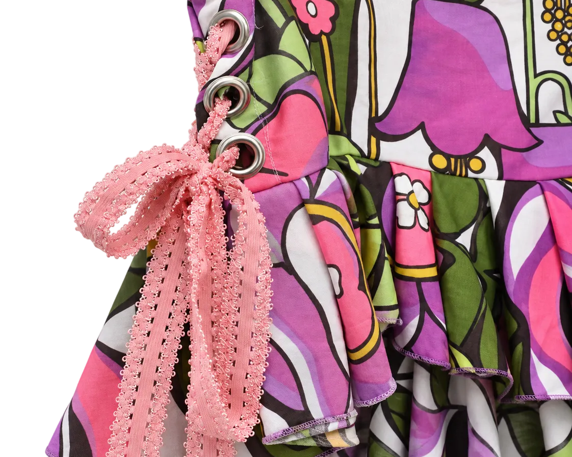 Flower Power Skirt - close up of lace-up grommet detail