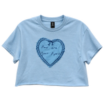 How Are Your Pipes? Crop - front view showing heart appliqué detail