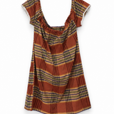 Rust Plaid Mini Dress - back view showing clean plaid