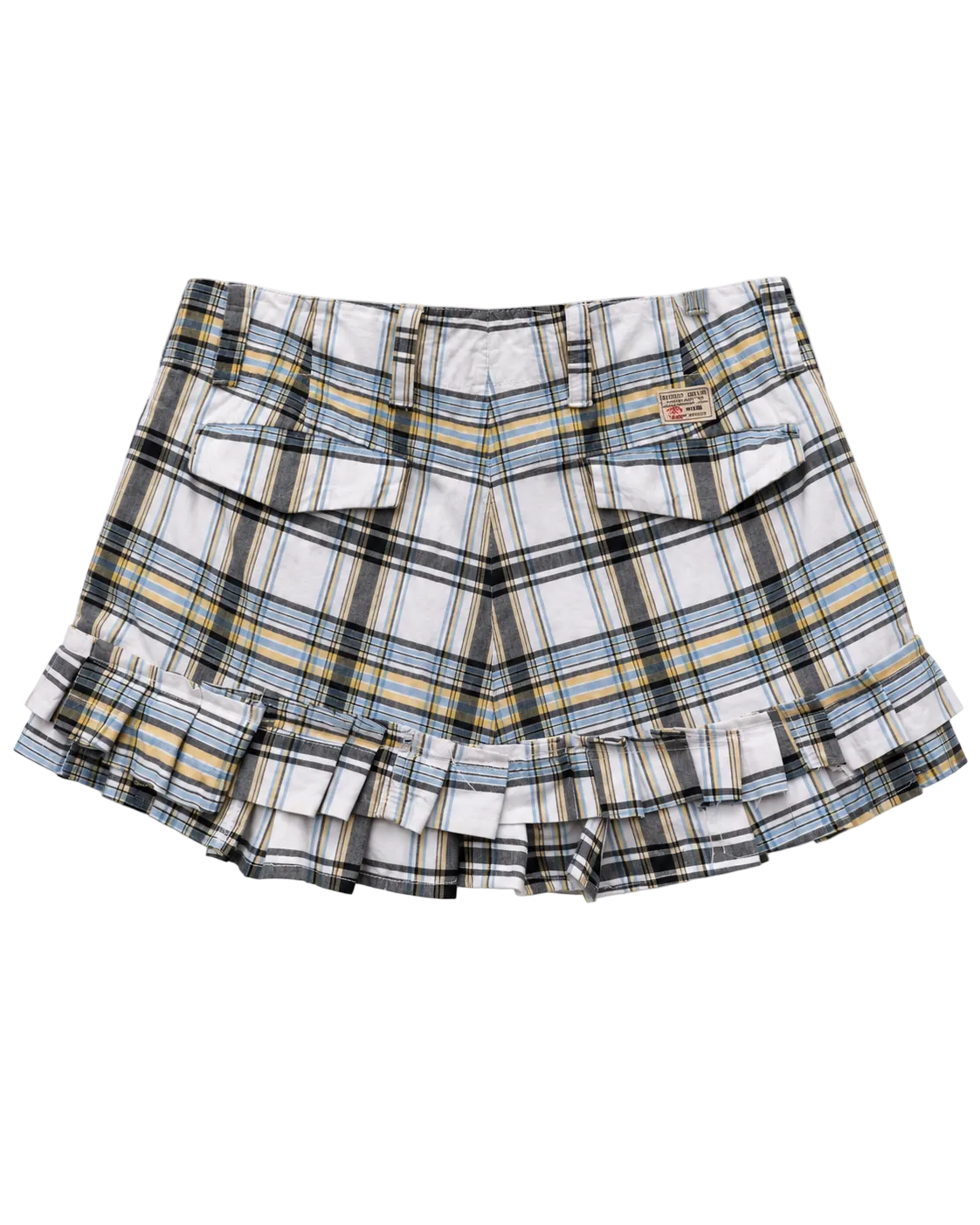 The Detention Shorts - back view showing flap pockets and original label